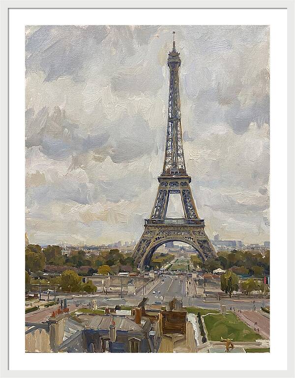 Eiffel Tower Under Cloudy Skies