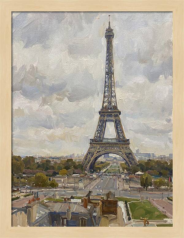 Eiffel Tower Under Cloudy Skies