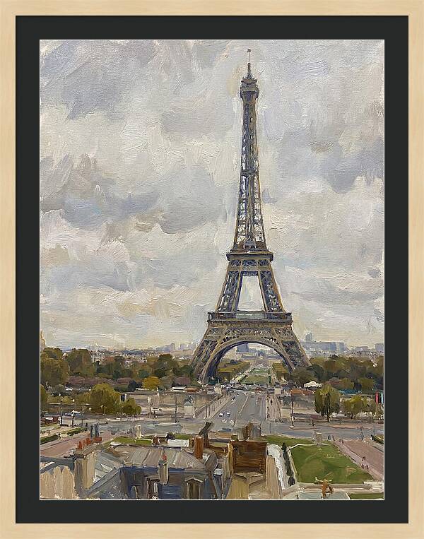 Eiffel Tower Under Cloudy Skies