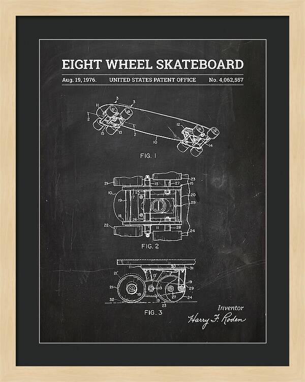 Eight Wheel Skateboard Chalkboard Patent Us4062557a