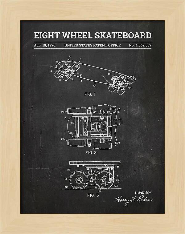 Eight Wheel Skateboard Chalkboard Patent Us4062557a