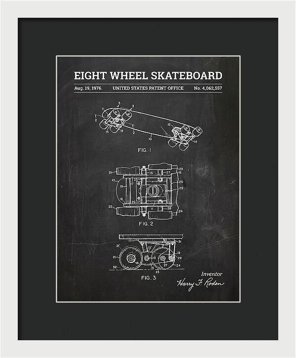 Eight Wheel Skateboard Chalkboard Patent Us4062557a
