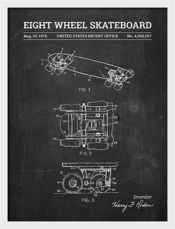 Eight Wheel Skateboard Chalkboard Patent Us4062557a
