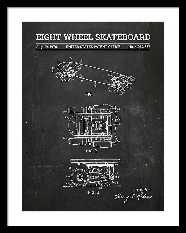 Eight Wheel Skateboard Chalkboard Patent Us4062557a
