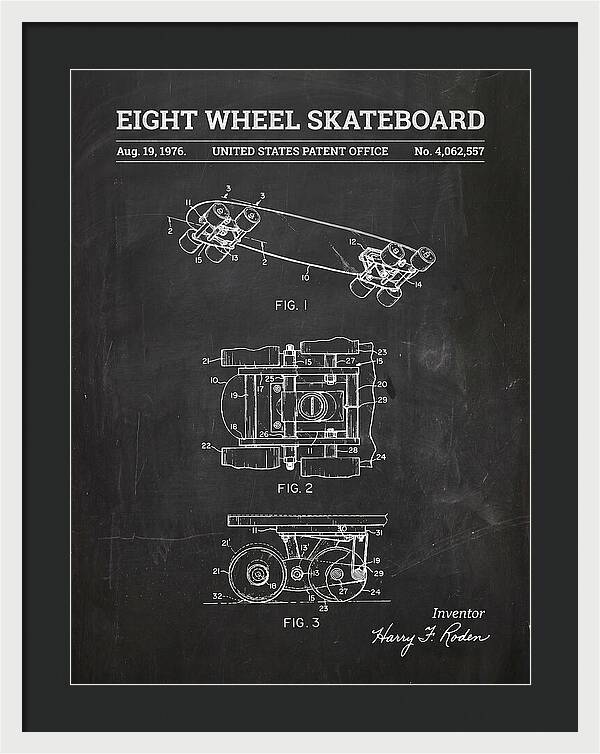 Eight Wheel Skateboard Chalkboard Patent Us4062557a