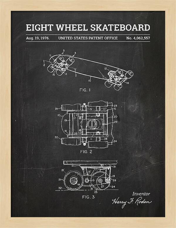 Eight Wheel Skateboard Chalkboard Patent Us4062557a