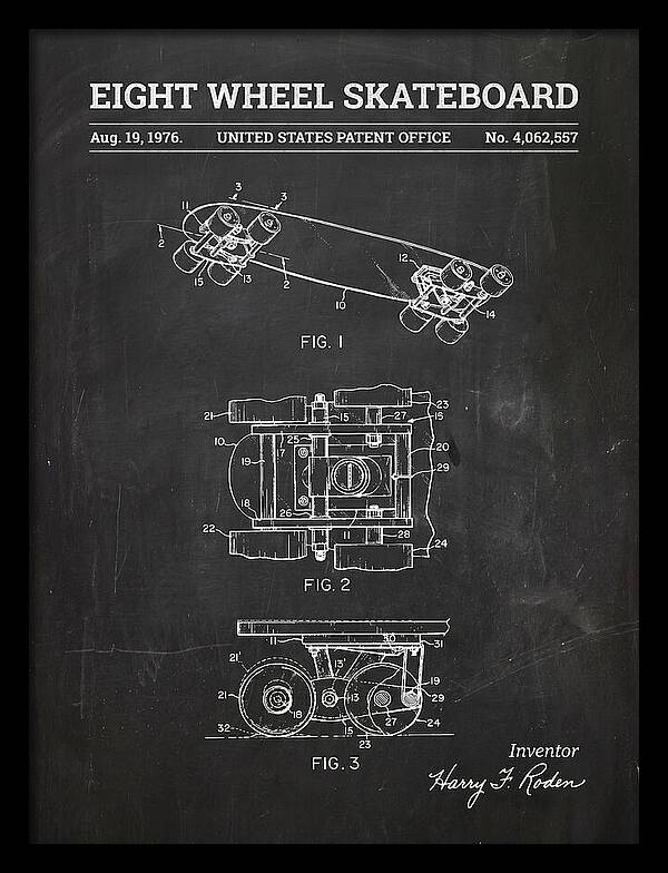 Eight Wheel Skateboard Chalkboard Patent Us4062557a