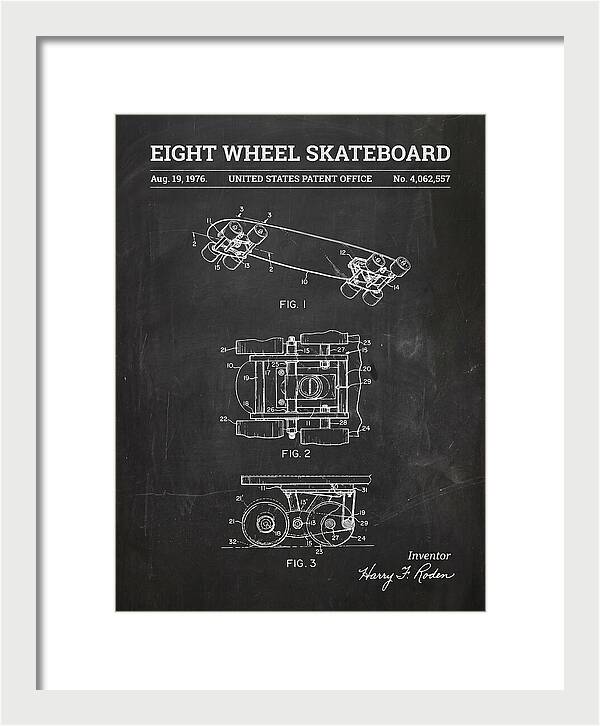 Eight Wheel Skateboard Chalkboard Patent Us4062557a