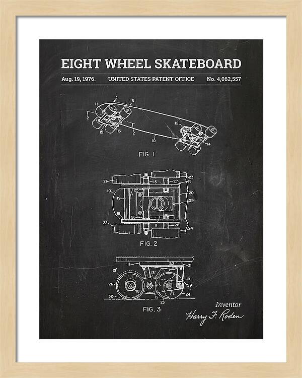 Eight Wheel Skateboard Chalkboard Patent Us4062557a
