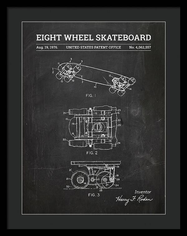 Eight Wheel Skateboard Chalkboard Patent Us4062557a