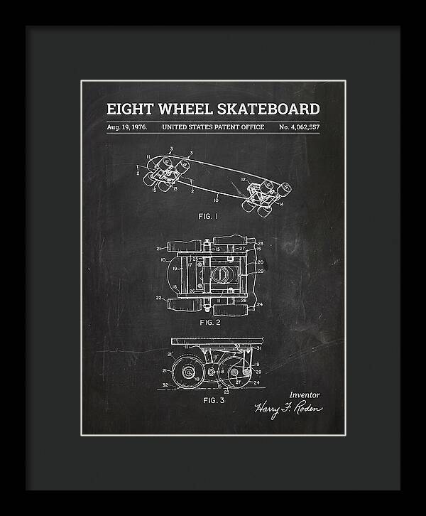 Eight Wheel Skateboard Chalkboard Patent Us4062557a