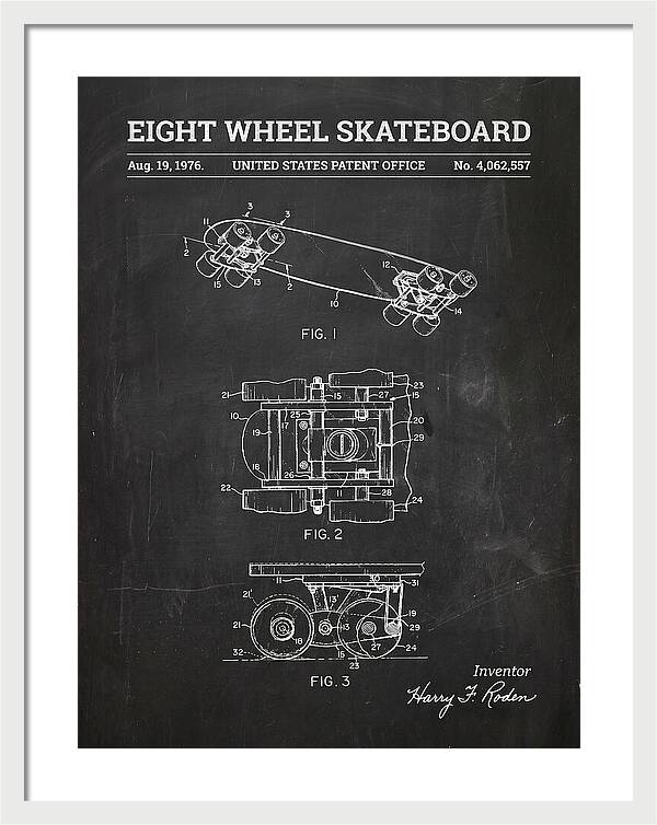 Eight Wheel Skateboard Chalkboard Patent Us4062557a