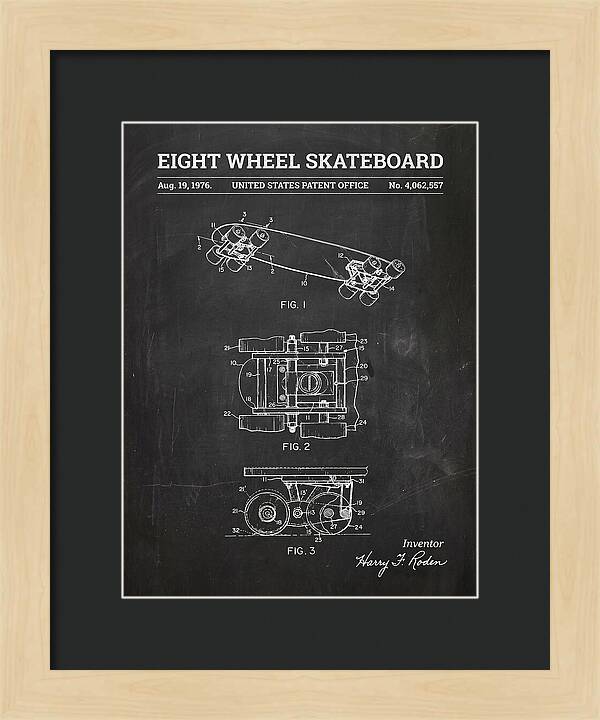 Eight Wheel Skateboard Chalkboard Patent Us4062557a