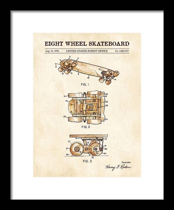 Eight Wheel Skateboard Watercolor Patent Us4062557a