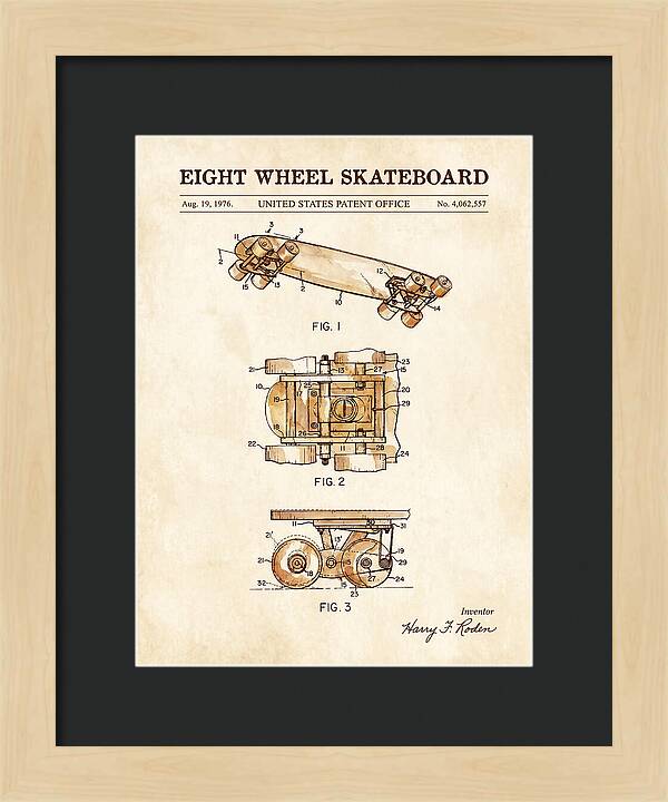 Eight Wheel Skateboard Watercolor Patent Us4062557a