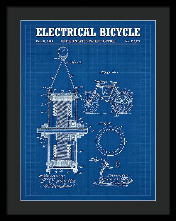 Electric Bicycle Blueprint Patent Us552271a