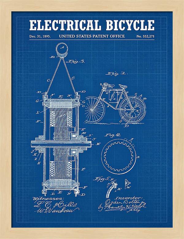 Electric Bicycle Blueprint Patent Us552271a
