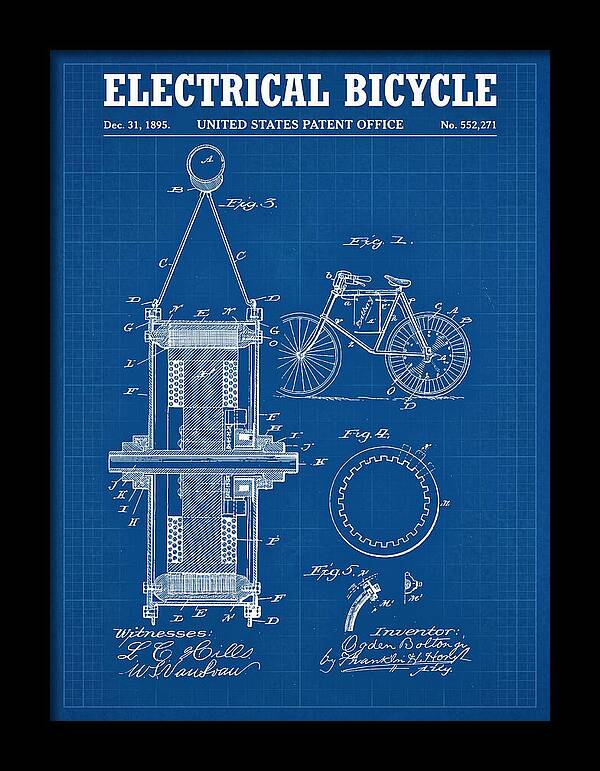 Electric Bicycle Blueprint Patent Us552271a