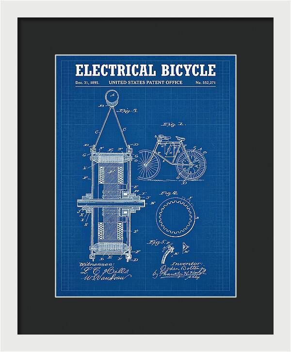 Electric Bicycle Blueprint Patent Us552271a