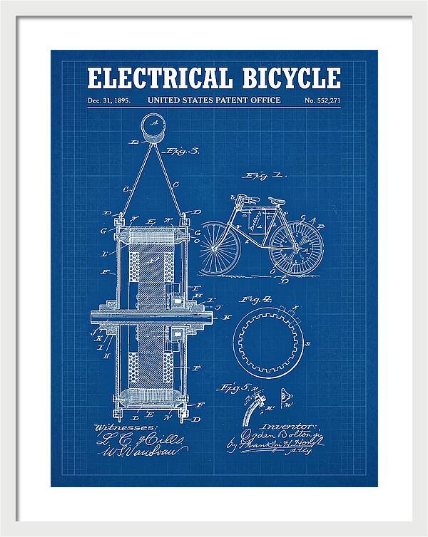 Electric Bicycle Blueprint Patent Us552271a