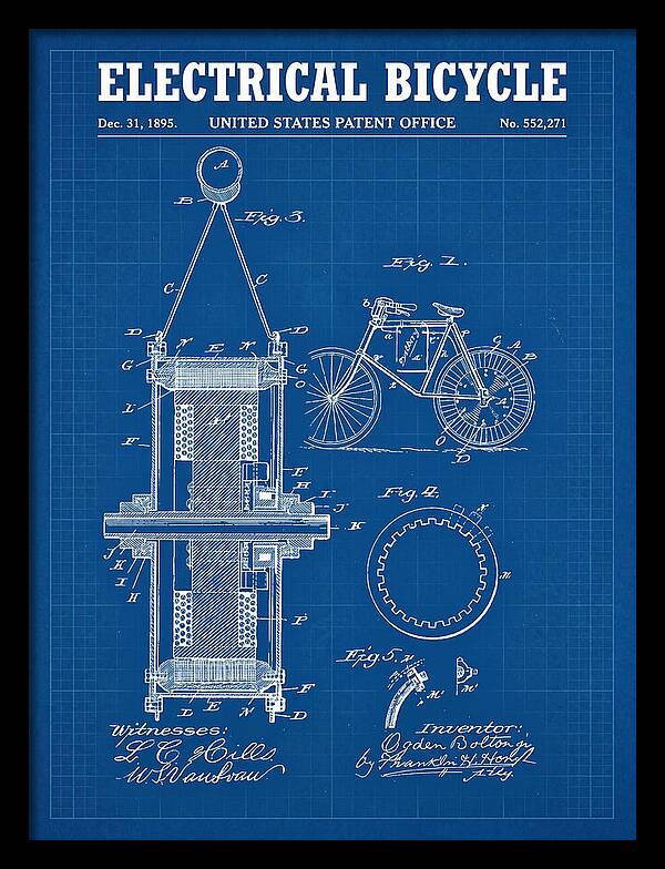 Electric Bicycle Blueprint Patent Us552271a