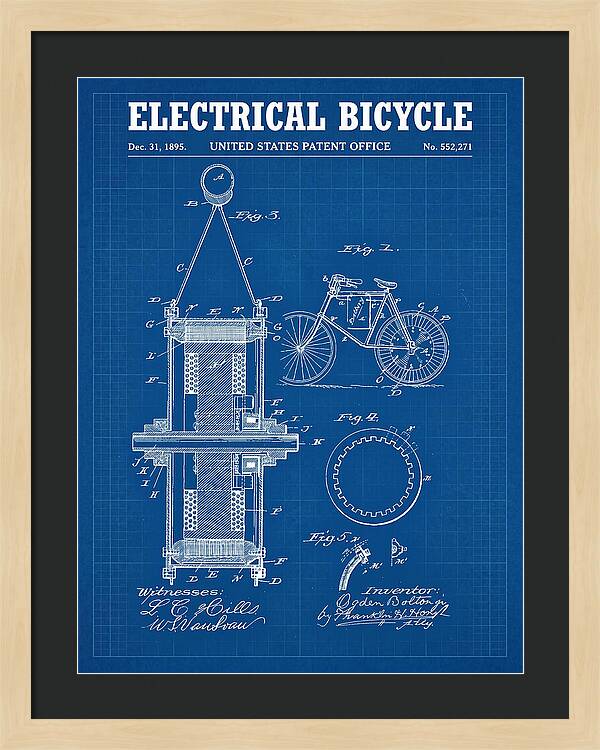 Electric Bicycle Blueprint Patent Us552271a