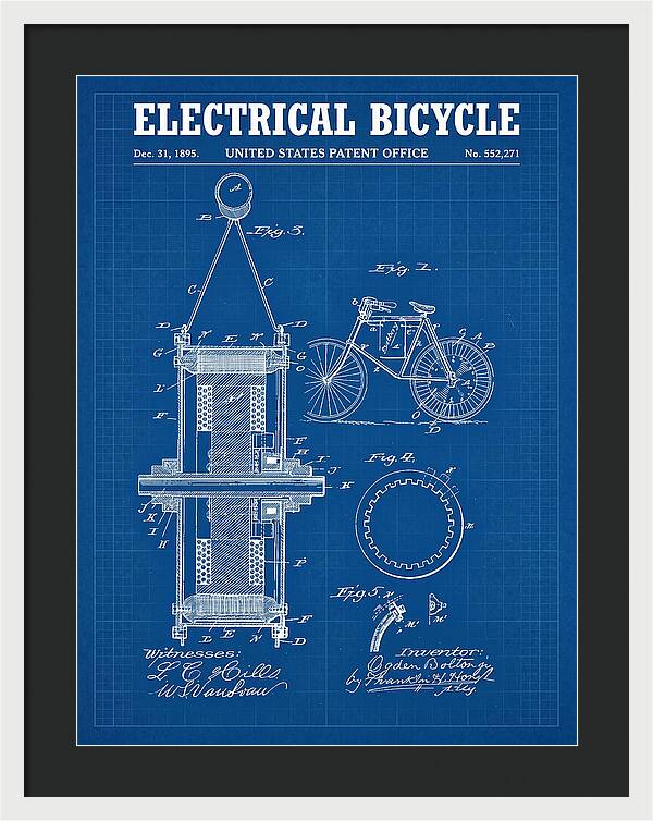 Electric Bicycle Blueprint Patent Us552271a