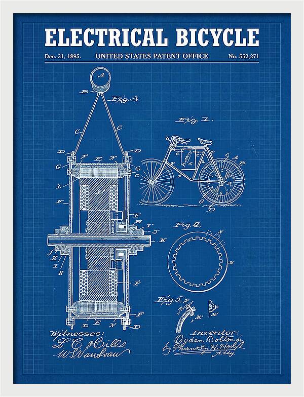 Electric Bicycle Blueprint Patent Us552271a