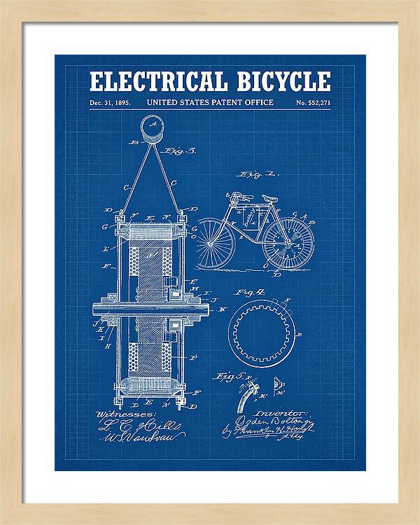 Electric Bicycle Blueprint Patent Us552271a