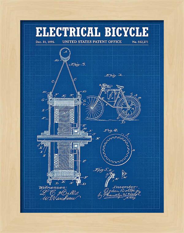 Electric Bicycle Blueprint Patent Us552271a