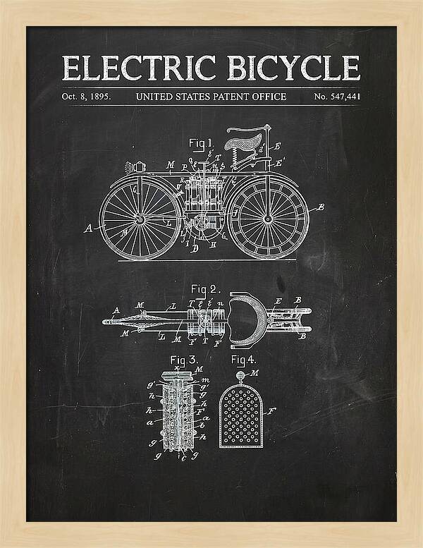 Electric Bicycle Chalkboard Patent Us547441a