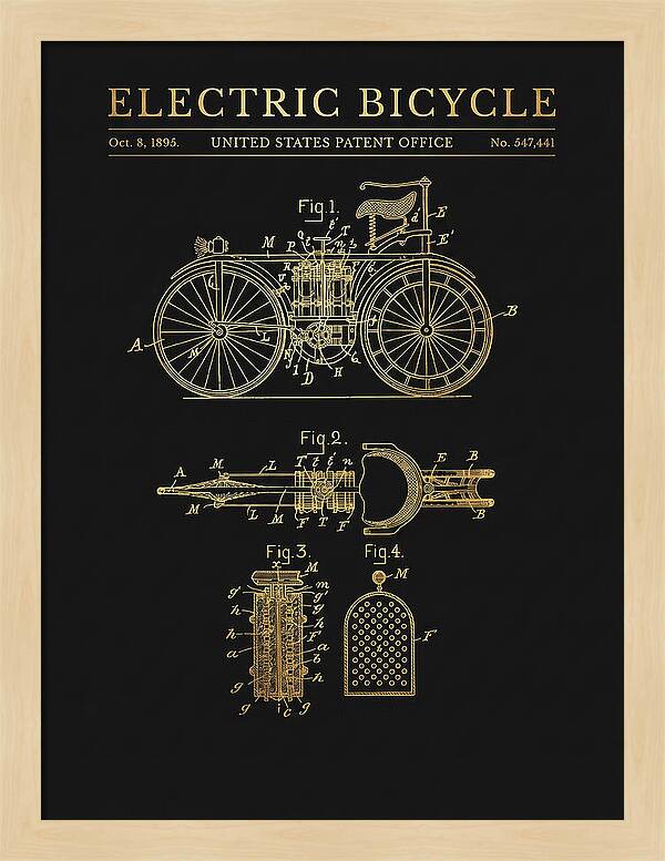 Electric Bicycle Gold Patent Us547441a
