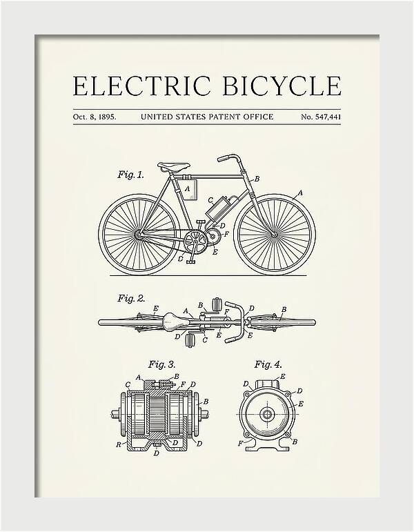 Electric Bicycle Minimalist Patent Us547441a