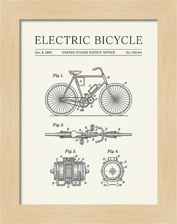 Electric Bicycle Minimalist Patent Us547441a