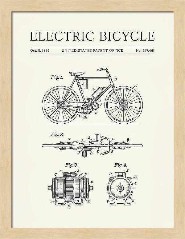 Electric Bicycle Minimalist Patent Us547441a
