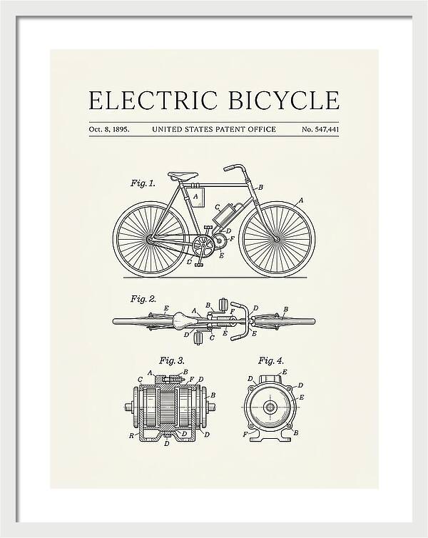 Electric Bicycle Minimalist Patent Us547441a
