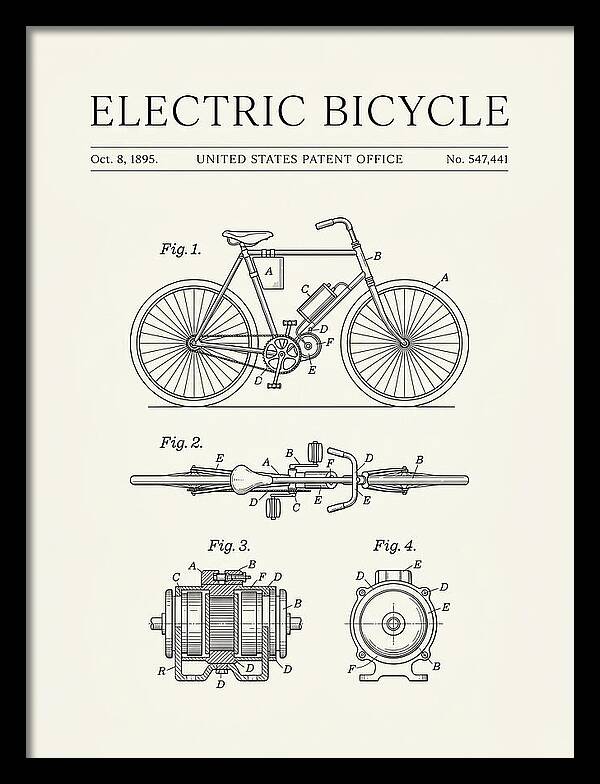Electric Bicycle Minimalist Patent Us547441a