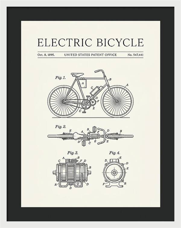 Electric Bicycle Minimalist Patent Us547441a