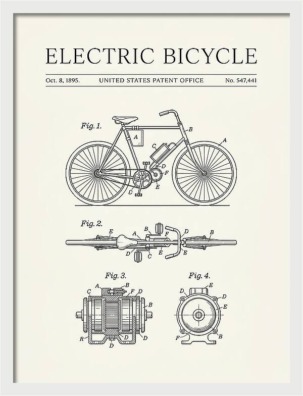 Electric Bicycle Minimalist Patent Us547441a