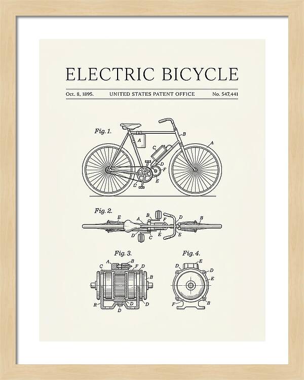 Electric Bicycle Minimalist Patent Us547441a