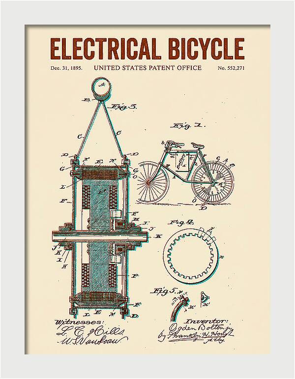 Electric Bicycle Retro Patent Us552271a