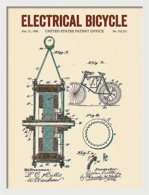 Electric Bicycle Retro Patent Us552271a