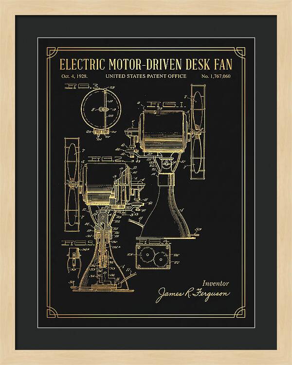 Electric Desk Fan Gold Patent Us1767060a