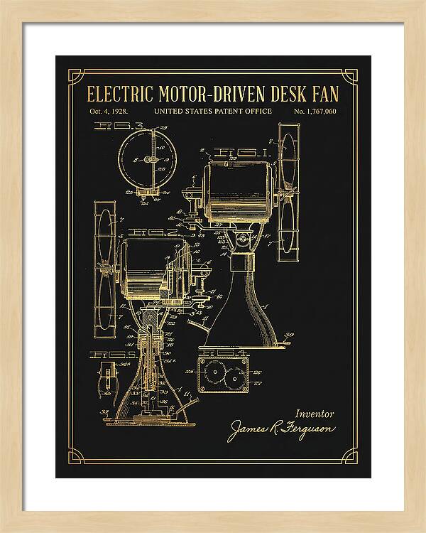 Electric Desk Fan Gold Patent Us1767060a