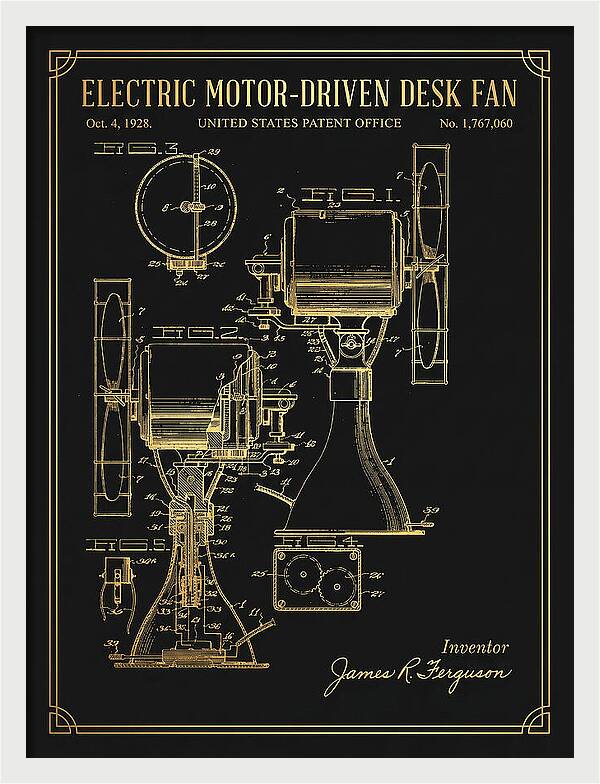 Electric Desk Fan Gold Patent Us1767060a