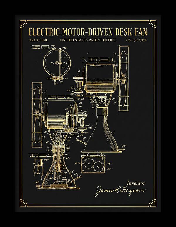 Electric Desk Fan Gold Patent Us1767060a