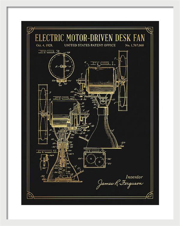 Electric Desk Fan Gold Patent Us1767060a