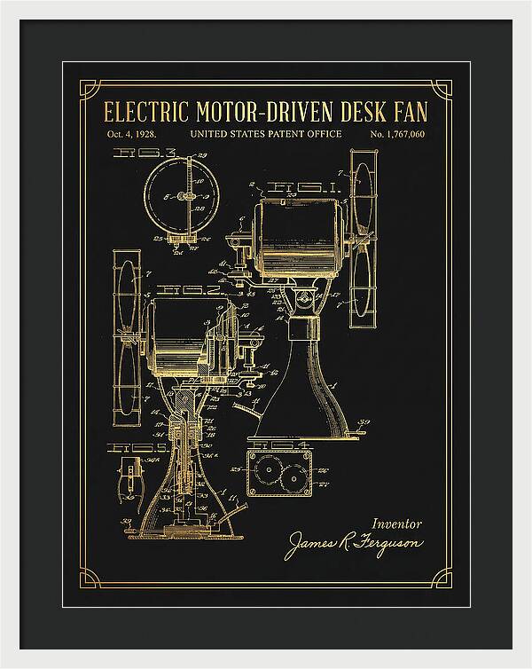 Electric Desk Fan Gold Patent Us1767060a