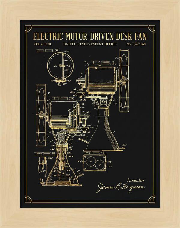 Electric Desk Fan Gold Patent Us1767060a
