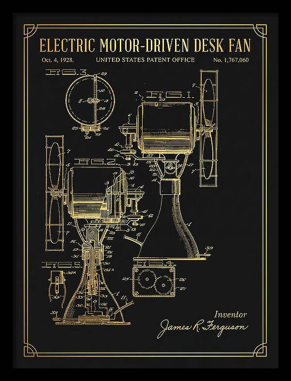 Electric Desk Fan Gold Patent Us1767060a